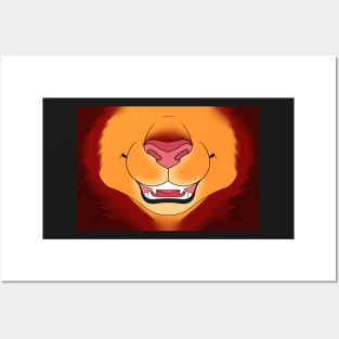 Red Mane Lion Face Posters and Art